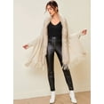 thumbnail image 4 of Women's Faux Fur Collar Cloak Knit Capes Shawl Tassel Batwing Sleeve Open Front Cardigans Sweater Coat, 4 of 5