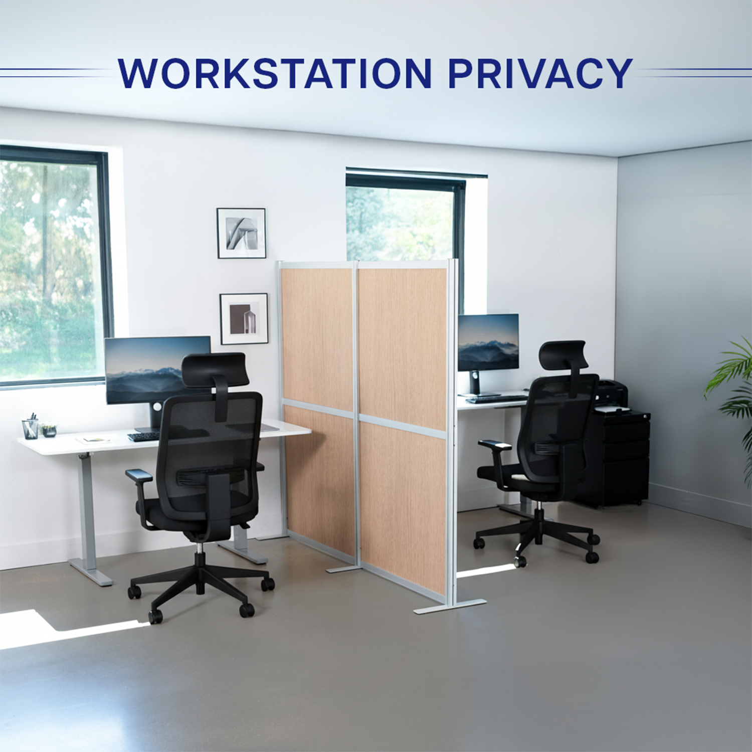 VIVO Modular Wall System, 2 Wood Grain PET Panels, Office Cubicle Dividers