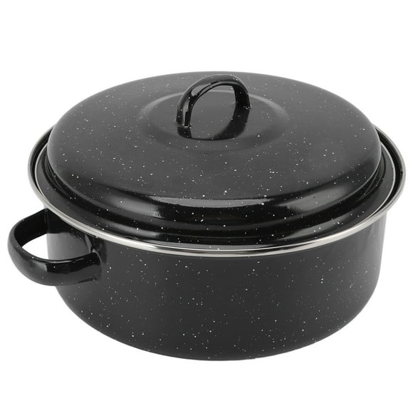 Roasting Pan, Non Stick Roaster Pan with Lid Enamel Iron Stainless Steel Roaster Pot, Oven Pans Roast Pot for Roasted Sweet Potatoes Chestnuts Barbecue Turkey Vegetables