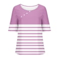 thumbnail image 4 of Fiudx Camisas de Mujer Top de Manga Corta con Cuello Redondo y Botones de Lino con Estampado Informal para Mujer, 4 of 5