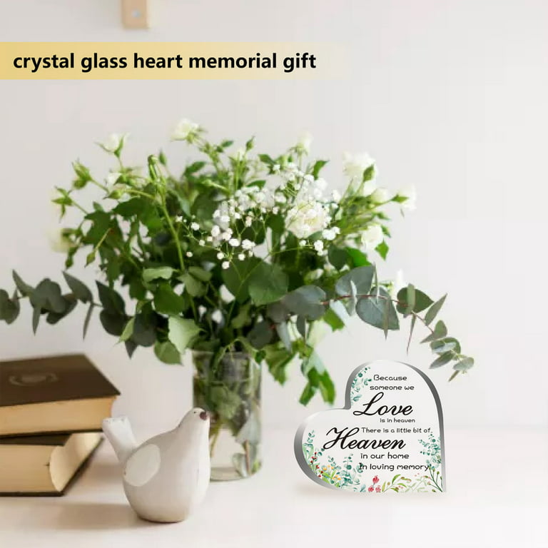 1pc Acrylic Heart Memorial Gift Flowers Leaves Sympathy