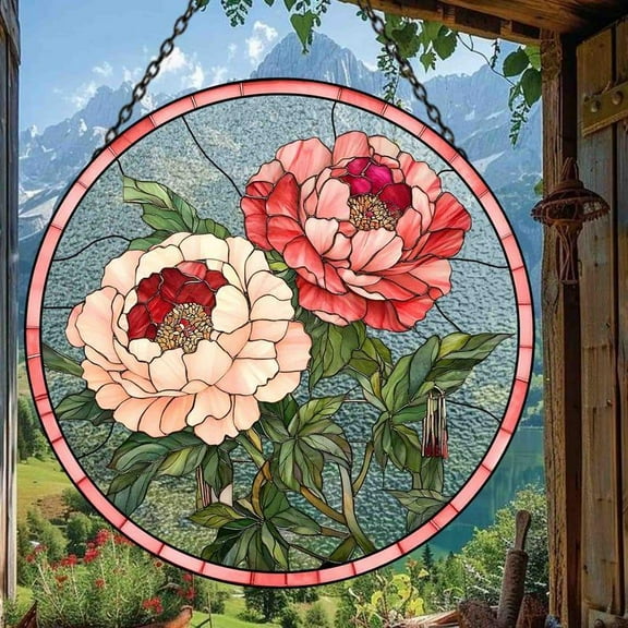 Peony Window Hanging Suncatcher, Peony Gifts for Mom, Flower Suncatcher, Floral Garden Decor, Peony Lover Gardening Lover, Mothers Day Gift