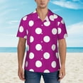 thumbnail image 2 of Honeii Purlpe And White Polka Dot Print Men’s Hawaiian Shirt,Classic Button-Down Short Sleeve Shirt, for Beach, Vacation, and Outdoor Activities,X-Large, 2 of 7