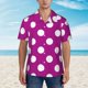 thumbnail image 2 of Balery Purlpe And White Polka Dot Camisas hawaianas de manga corta para hombre, camisas playeras de corte holgado, camisas de vacaciones con botones,Small, 2 of 7