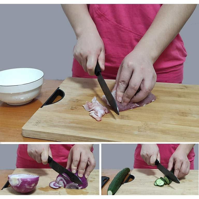  Ceramic Knife Set with Holder, Five Pieces 6Chef Knife,  5Utility Knife, 4Fruit Knife, 3Paring Knife, 1''Fruit Peeler, Rust Proof  & Stain Resistant, Ceramic Kitchen Chef Knife Sharp Set (Black): Home 