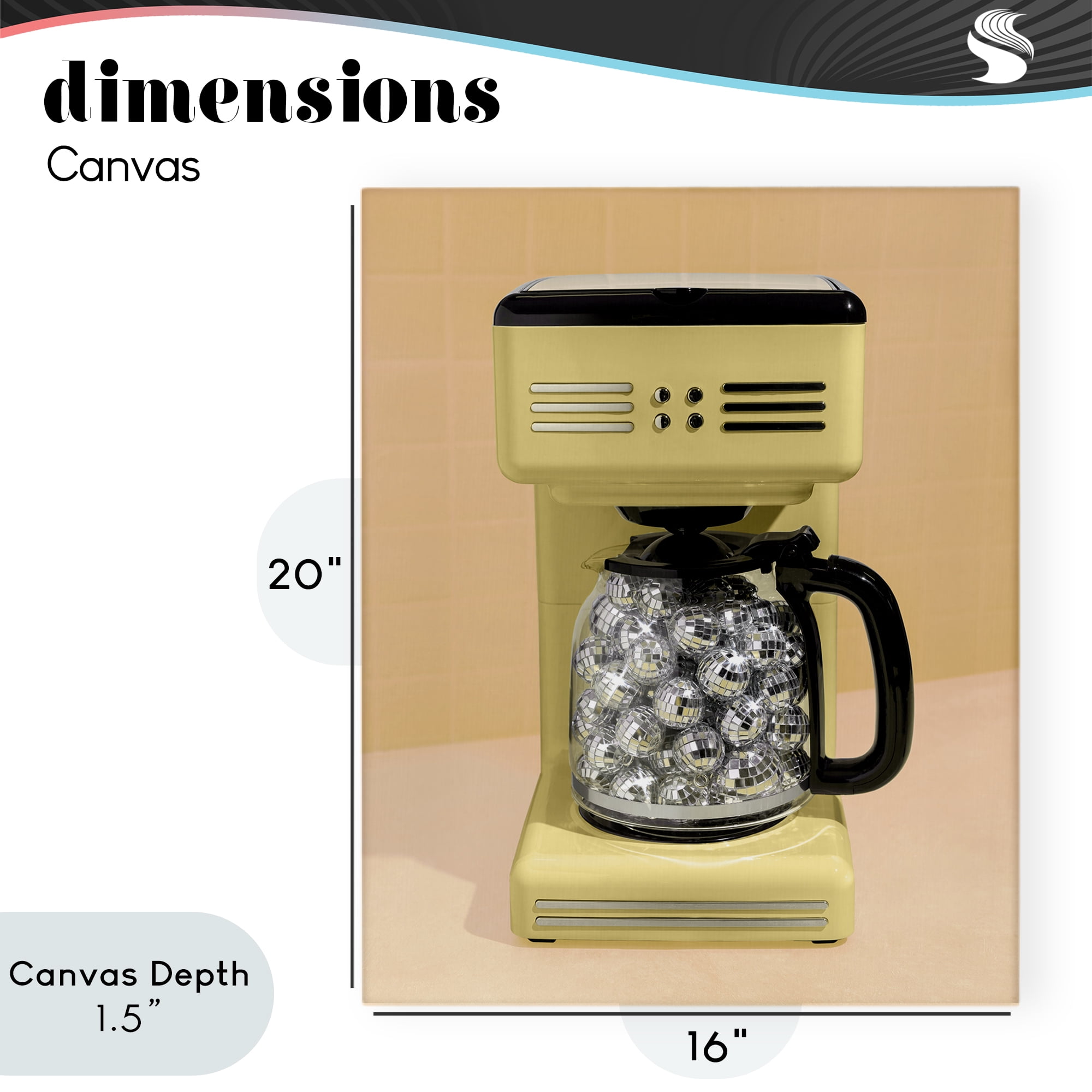 Stupell Industries Disco Coffee Maker over Yellow Canvas Wall Art, design by LISH Creative