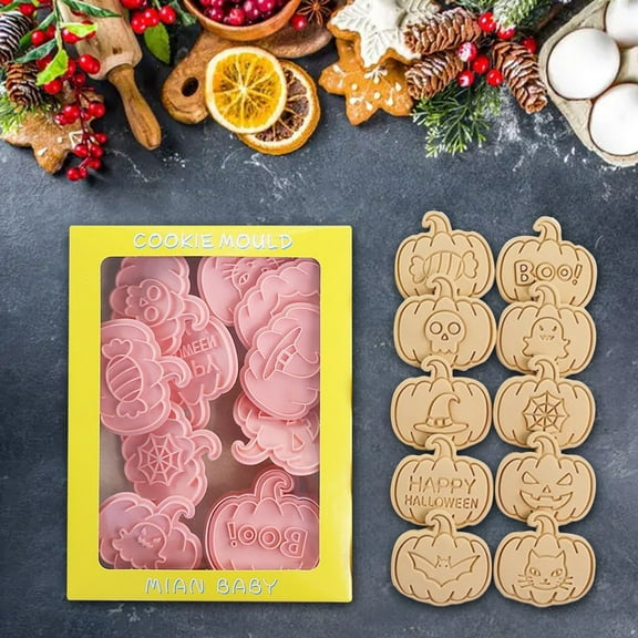 Oleegame Alphabet Cookie Cutters Halloween 3D Cartoon Cookie Cutter Set Pumpkin Skeleton Shaped Home DIY Frosting Cookie Baking Tools Enjoy The Fun Of Holiday Desserts" Multi-color