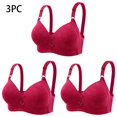 thumbnail image 2 of Bigersell Bras Pack for Women Front Closure Trendy 3pc Women's Comfortable Breathable Plus Size Bra with Side Folding Beautiful Back Bra Shoulder Straps Cami Bra Style F-121 Wine L, 2 of 4