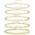 thumbnail image 1 of Tobillera ajustable en capas chapada en oro de 14K Gokeey, 1 of 7