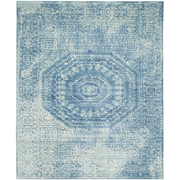 SAFAVIEH Valencia Fergal Transitional Polyester Area Rug, Blue/Multi, 9' x 12'