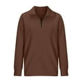 thumbnail image 5 of Povozer Women's Half Zip Oversized Sweatshirts Fleece Long Sleeve Hoodies Casual Sweaters(Brown,L), 5 of 6