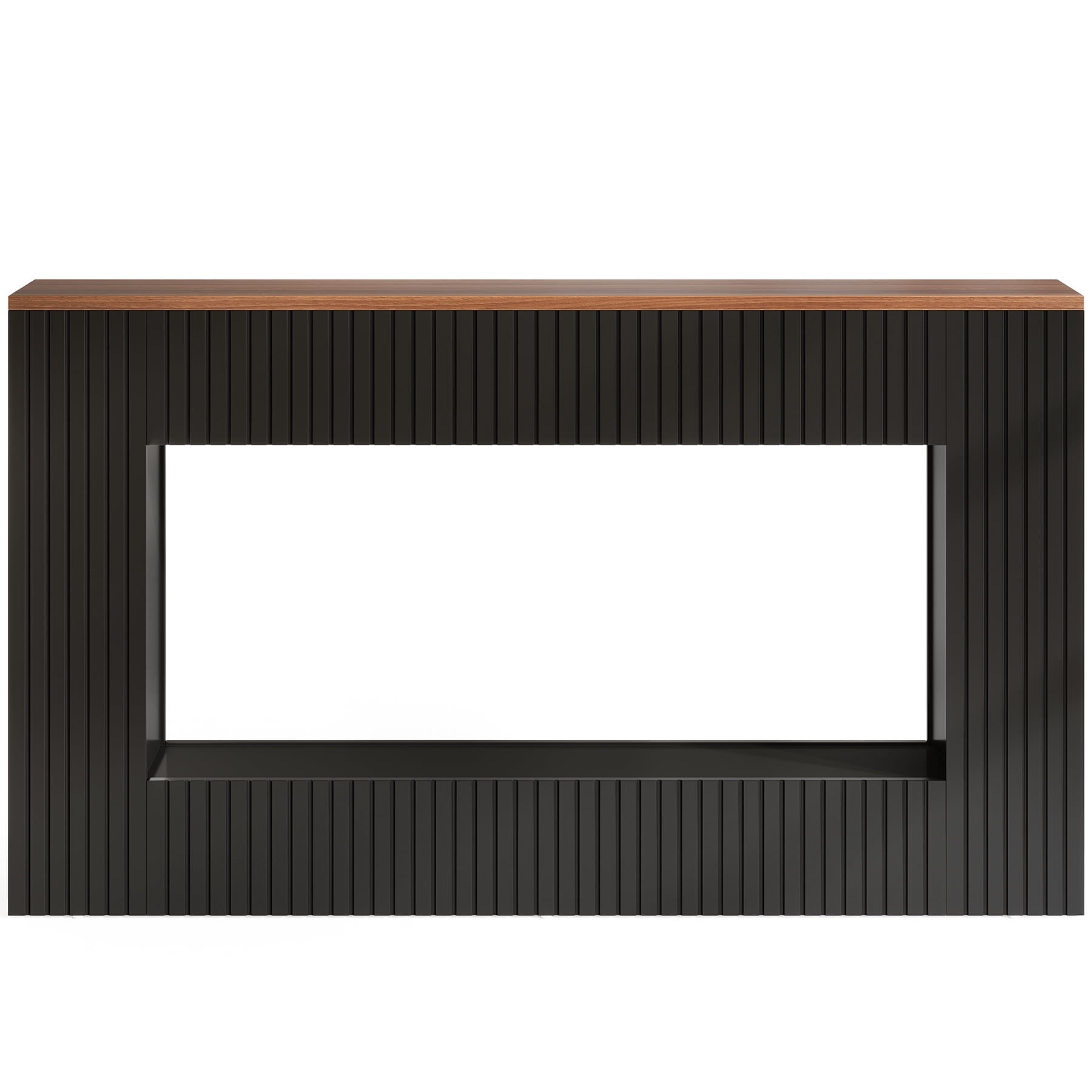 55" Wood Console Table with Storage, Modern Entryway Sofa Table for Living Room & Foyer, Black