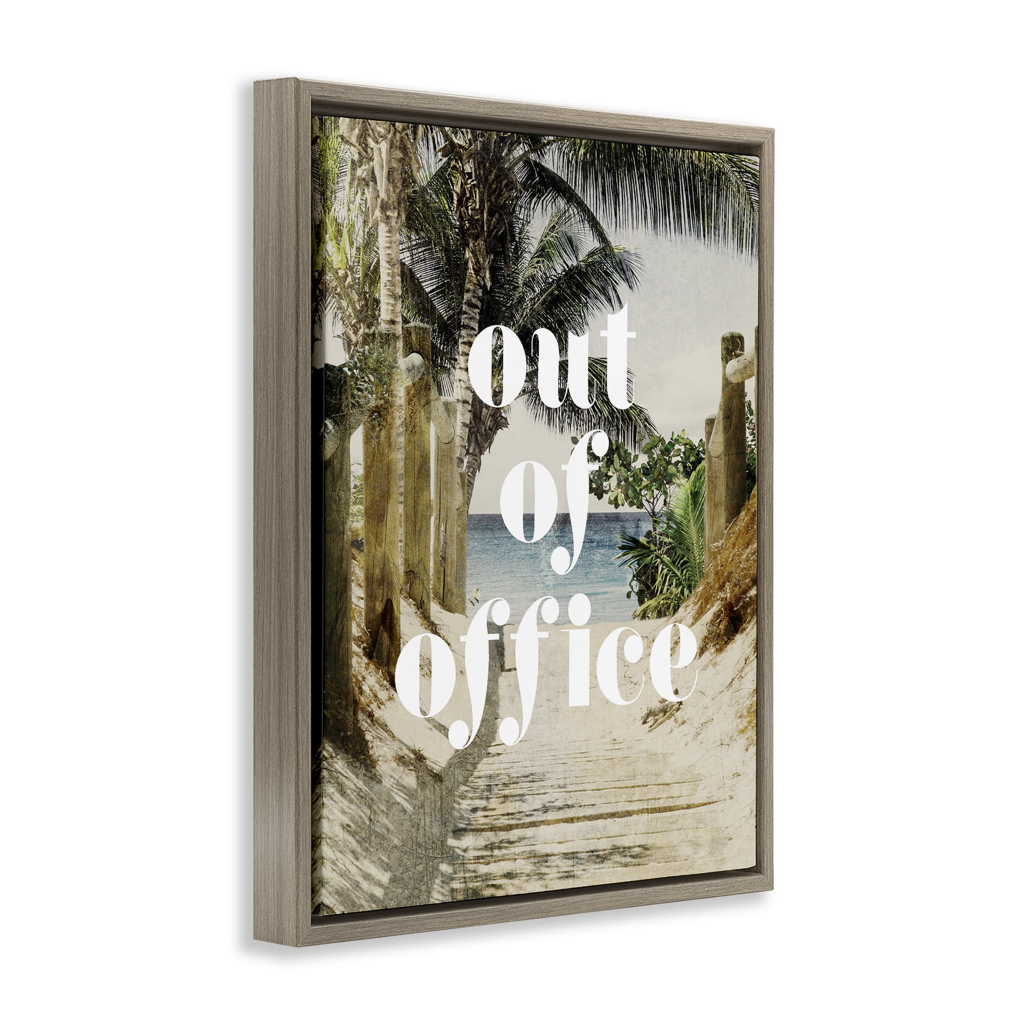 Out of Office Beach Path Brown Framed Floater Canvas Wall Art, design by Lil' Rue