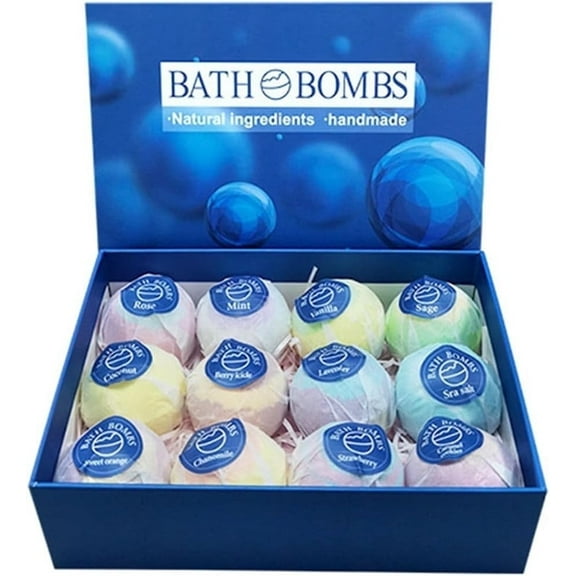 Dr.Pedi Bath Bombs Gift Set, 12-Pack Handmade with Natural Ingredients, Peppermint Lemon Strawberry Peach Scents, Aromatherapy Gifts for Women & Men, Holiday Birthday Present​