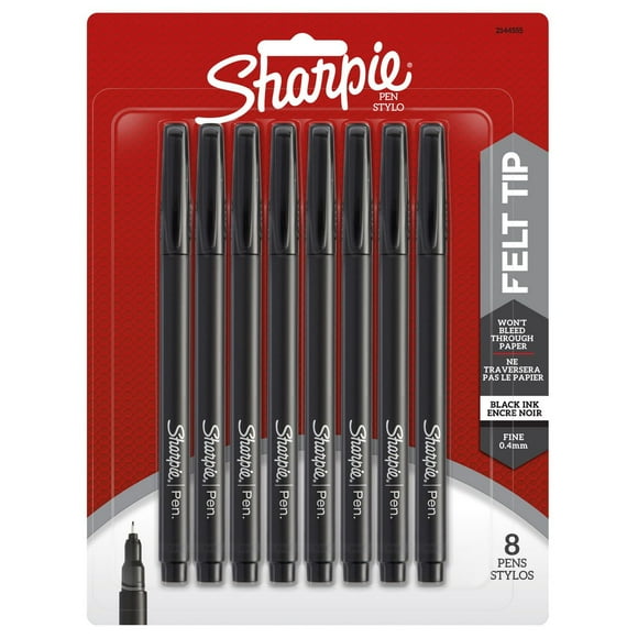 Stylo feutre Sharpie, pointe fine, noir, paq. de 8 Stylo Sharpie