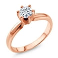 thumbnail image 2 of Gem Stone King 18K Rose Gold Plated Silver Solitaire Ring Set 5mm Round 0.50cttw Moissanite (Size 5), 2 of 3