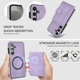 thumbnail image 3 of Allytechgroup Detachable Cards Holder Case for Samsung Galaxy S21+, RFID Blocking 2 In 1 Wallet PU Leather Case with Stand Compatible with Magsafe Shockproof Cover for Samsung Galaxy S21+, Purple, 3 of 5