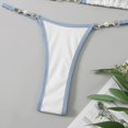 thumbnail image 6 of Women Triangle Halter Bikini Set High Cut String Thong Bathing Suit Self Tie Two Piece Swimsuit Swimwear with Faux Pearl Decor White M, 6 of 7