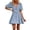 Blue, variant on DGMIOCS Women's Dress for Summer A-Line V-Neck Puff Sleeve High Waist Swing Dress for Everyday and Elegant Yet Relaxed Blue XL