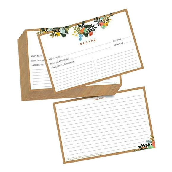 20 fichas de recetas, fichas de cocina, de ingredientes, portátiles para notas, ideales para cumpleaños, Día de Madre, reuniones, fiestas y bodas.