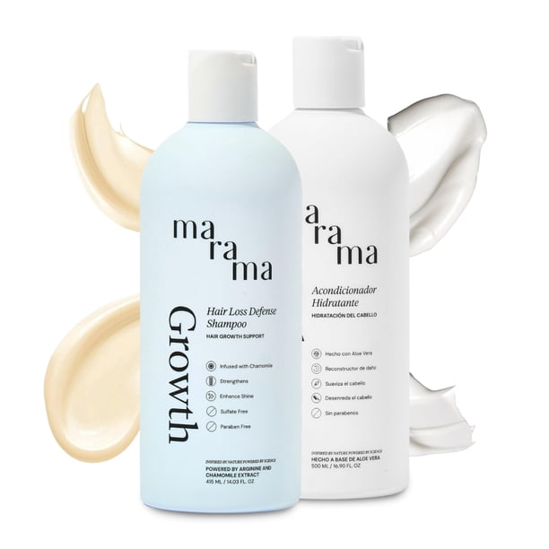 MARAMA | Set Growth Shampoo y Acondicionador con Manzanilla 500 ml c/u | Fórmula NATURAL para Todo Tipo de Cabello | Sin Sulfatos y Parabenos | Ideal Cabello Seco o Débil (Growth