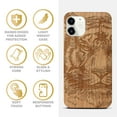 thumbnail image 4 of Case Yard Wooden Case Outside Soft TPU Silicone, Slim Fit Shockproof Wood Protective Phone Cover for Girls Boys Men and Women, Supports Wireless Charging Tiger Sketch Design case for iPhone-12-Mini, 4 of 7
