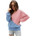 thumbnail image 1 of Women Sweaters-Oversized Chunky Knit Color Block Drop Shoulder Batwing Sleeve Pullover Sweater Tops, 1 of 6