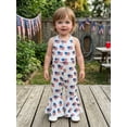 thumbnail image 4 of BemeyourBBs Toddler Baby Girls 4th of July Outfit Patriot Independent Day Summer Romper Clothes One Piece Jumpsuit Bell Bottoms Casual Slim Fit American Flag Print Halter Neck Backless Overalls, 4 of 9