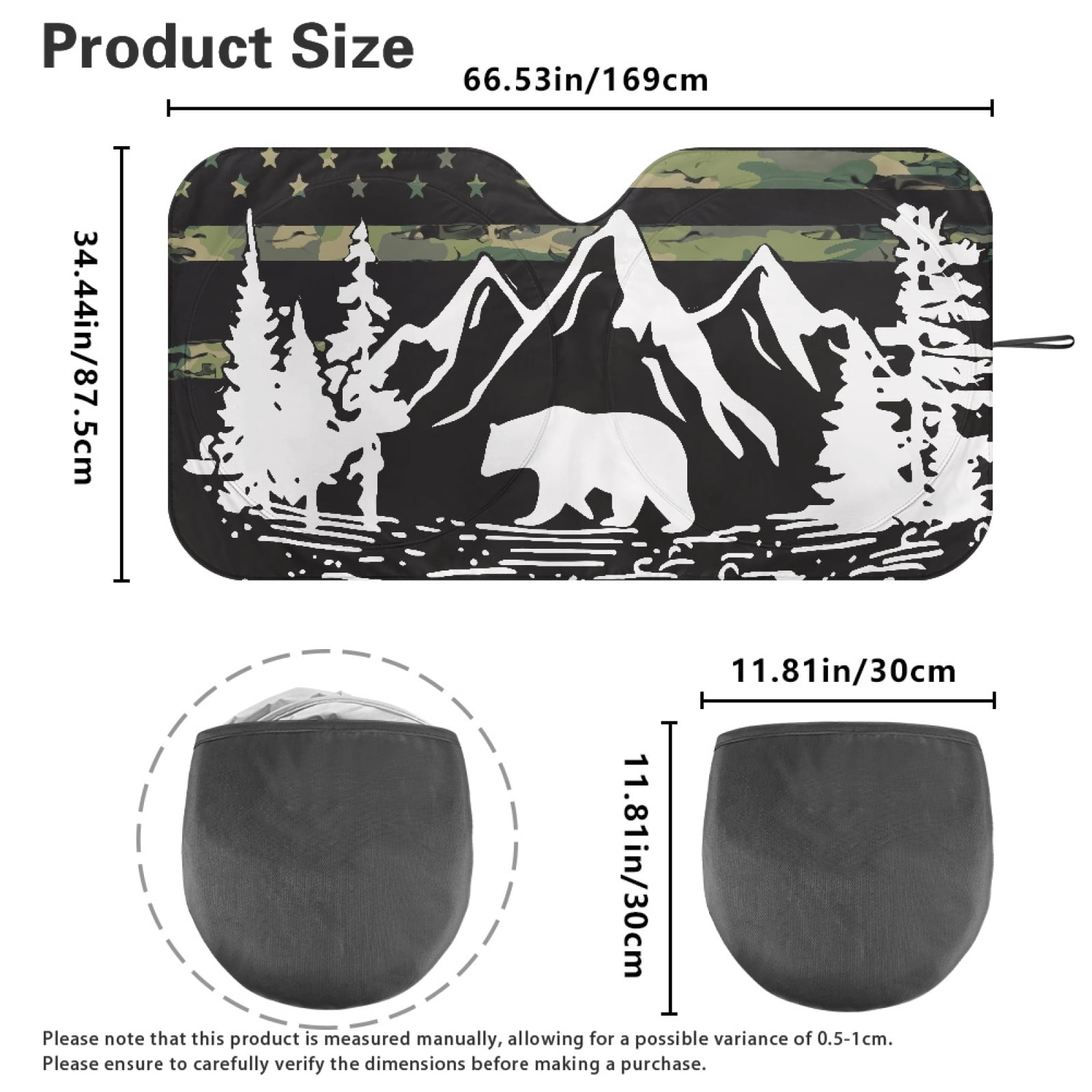 Jeiento Camouflage Peak Car Windshield Sun Shade Foldable Automotive Front Window Sunshade Protector Heat and UV Rays That Keeps Vehicle Cool Universal Vehicle Accessories