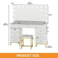 thumbnail image 4 of Craftian 45.5" Large Makeup Vanity Desk Set with Mirror and Lights, Dressing Table with Charging Station, Makeup Table with 8 Drawers - White, 4 of 10