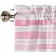 thumbnail image 5 of Pink Striped Kitchen Curtains 63 Inch Length, Farmhouse Curtains & Drapes, Watercolor Pink White Stripes Rod Pocket Window Curtains for Living Room/Bedroom/Bathroom, 52" x 63", 2 Panels, 5 of 5