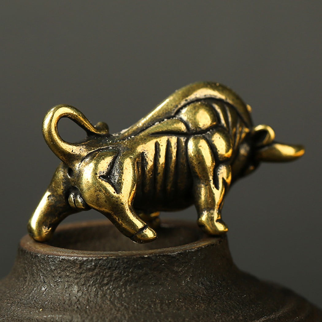 1*Brass Bull Ornaments Figurine/Miniature Statue Animal Display Home Desk Decor 