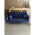 thumbnail image 6 of FFH 71" Velvet Futon, Convertible Sleeper Sofa Bed with 3-Position Adjustable Backrest, Twin-Size Sleeper Sofa with Throw Pillows, Blue, 6 of 10
