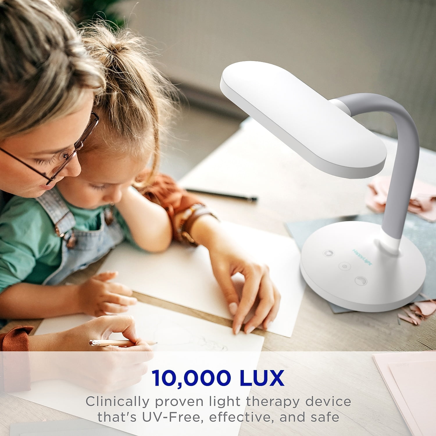 Verilux HappyLight Duo 2-in-1 Light Therapy & Desk Lamp White (VT37WW1)