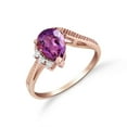 thumbnail image 2 of Galaxy Gold 14K Solid Gold 1.52 Carat Natural Diamond & Amethyst Pear Drop Ring for Women - Rose Gold Fine Jewelry, 2 of 2