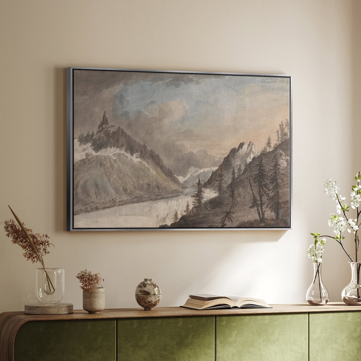 Vintage Landscape-CCCLXXIX By Wexford Home Framed in Silver Wood Gallery Wrapped Canvas 17 in. x 25 in.