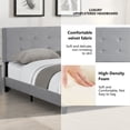 thumbnail image 4 of SESSLIFE Gray Platform Bed, Upholstered Platform Bed with Sturdy Wood Slats Support, Bed Frame with Pull Point Tufted Headboard, Mattress Foundation No Box Spring Needed, Easy Assembly, 4 of 5
