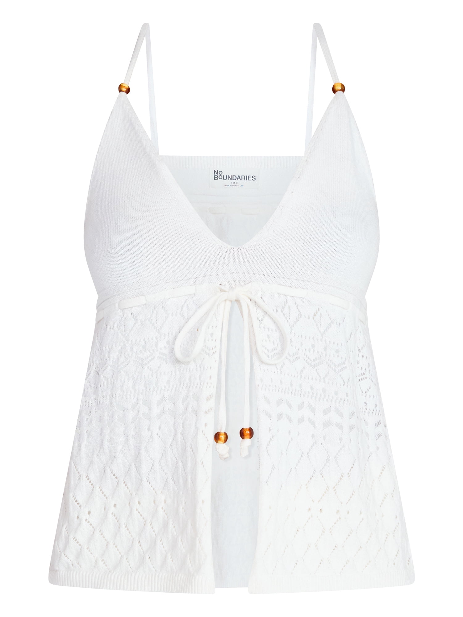 No Boundaries Cami Top with Beads and Shorts Set, 2-Piece, Women's XXS-XXL
