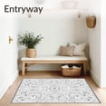 thumbnail image 3 of ODIKA 2'x3' Machine Washable Non-Slip Area Rug, Scandinavian Floral Vine Scrollwork Artistic High Traffic Rug, Black, 463907, 3 of 7