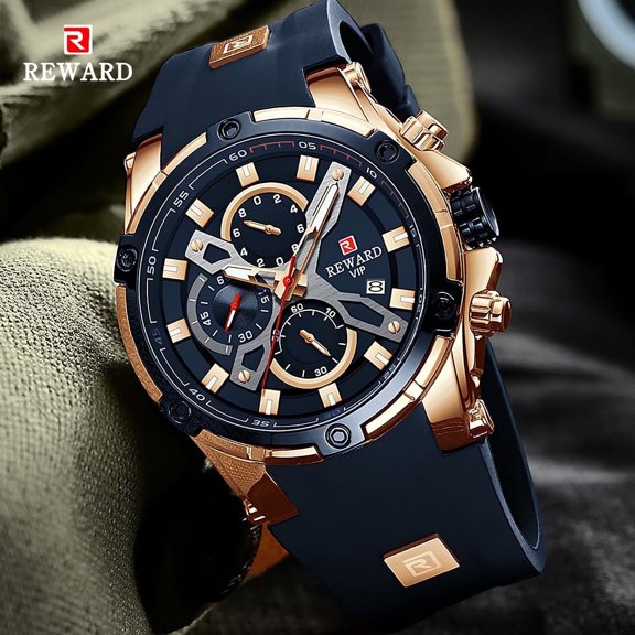 Men's Watch Fashion Tonneau Wrist Watches (Chronograph/Waterproof/Luminous/Calendar) Silicon Strap Quartz Watch for Men