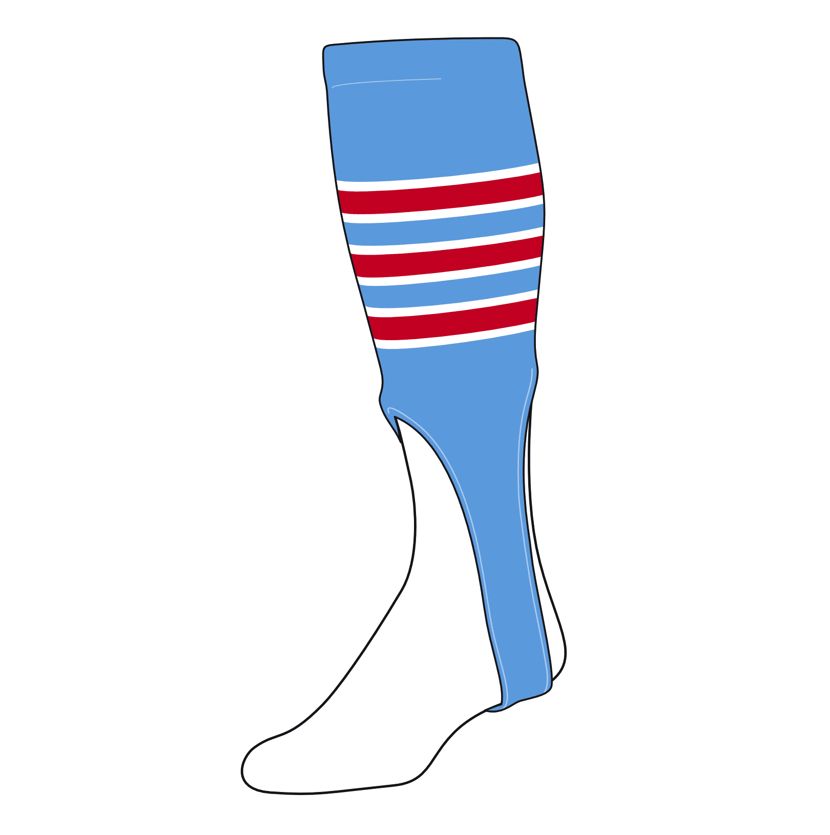 TCK Baseball Stirrups Large PRO (700D, 9in) Baby Blue, White, Red