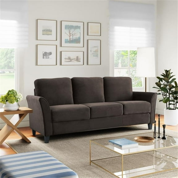 LifeStyle Solutions New Haven Sofa in Coffee Microfiber Upholstery