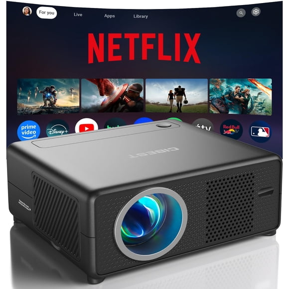 CiBest Mini Projector with WiFi and Bluetooth, Compatible with Netflix/YouTube/PrimeVideo, Electric Focus & Keystone, Short Throw Full HD 1080P Video