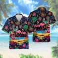 thumbnail image 3 of Camisas hawaianas con estampado completo de animales y pájaros lindos para hombres, camisas casuales de manga corta para vacaciones en la playa, blusa con botones de talla grande, 3 of 5