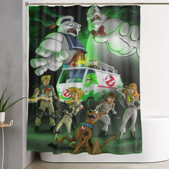 Ghostbusters Shower Curtain Cartoon Art Bath Shower Curtains with 12 Hooks, Waterproof Washable Polyester Bathroom Home Decor Set 60x72 Inch Iron