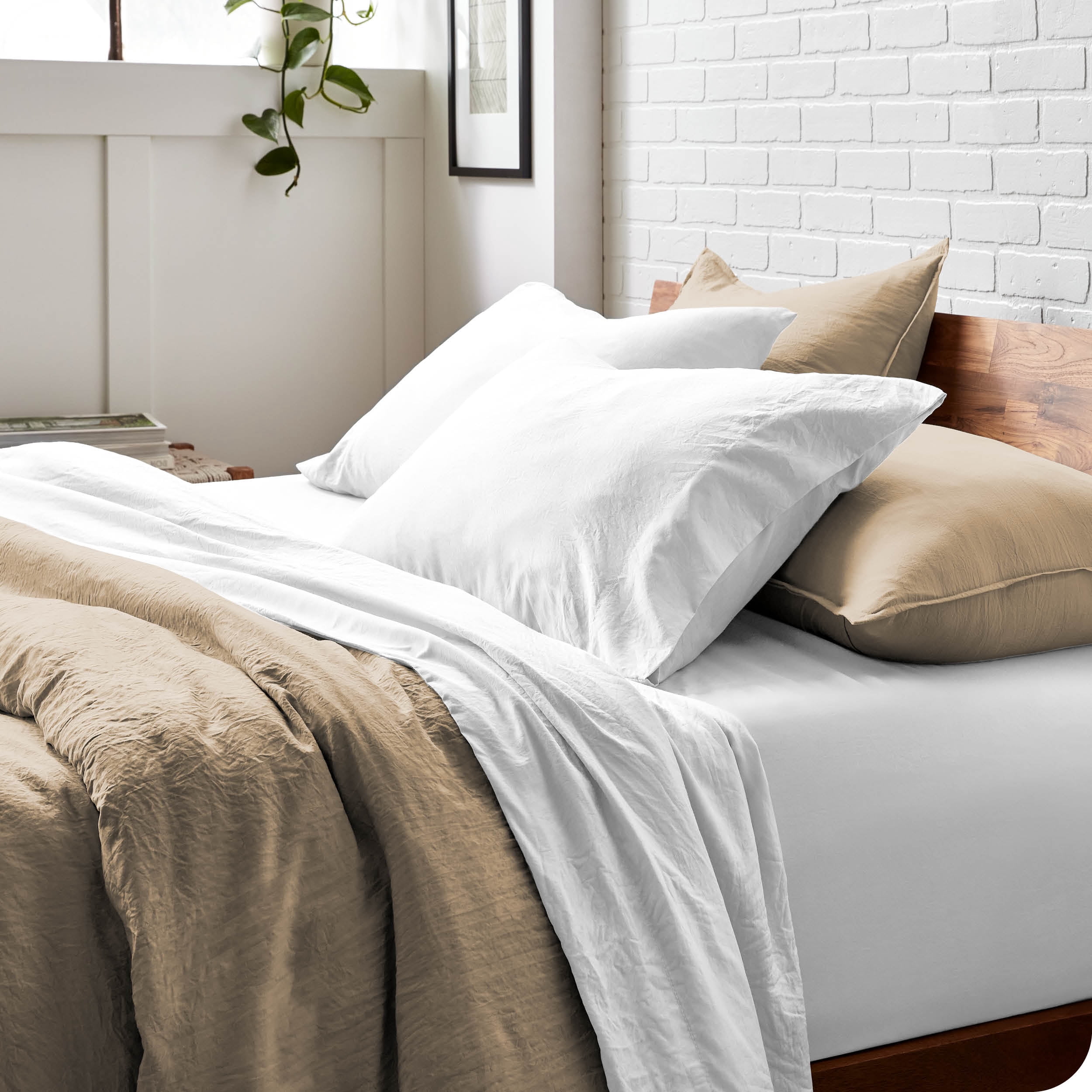 Bare Home Sandwash Microfiber Duvet Cover & Sham Set, OverSize Queen, Pebble Beach, 3-Piece