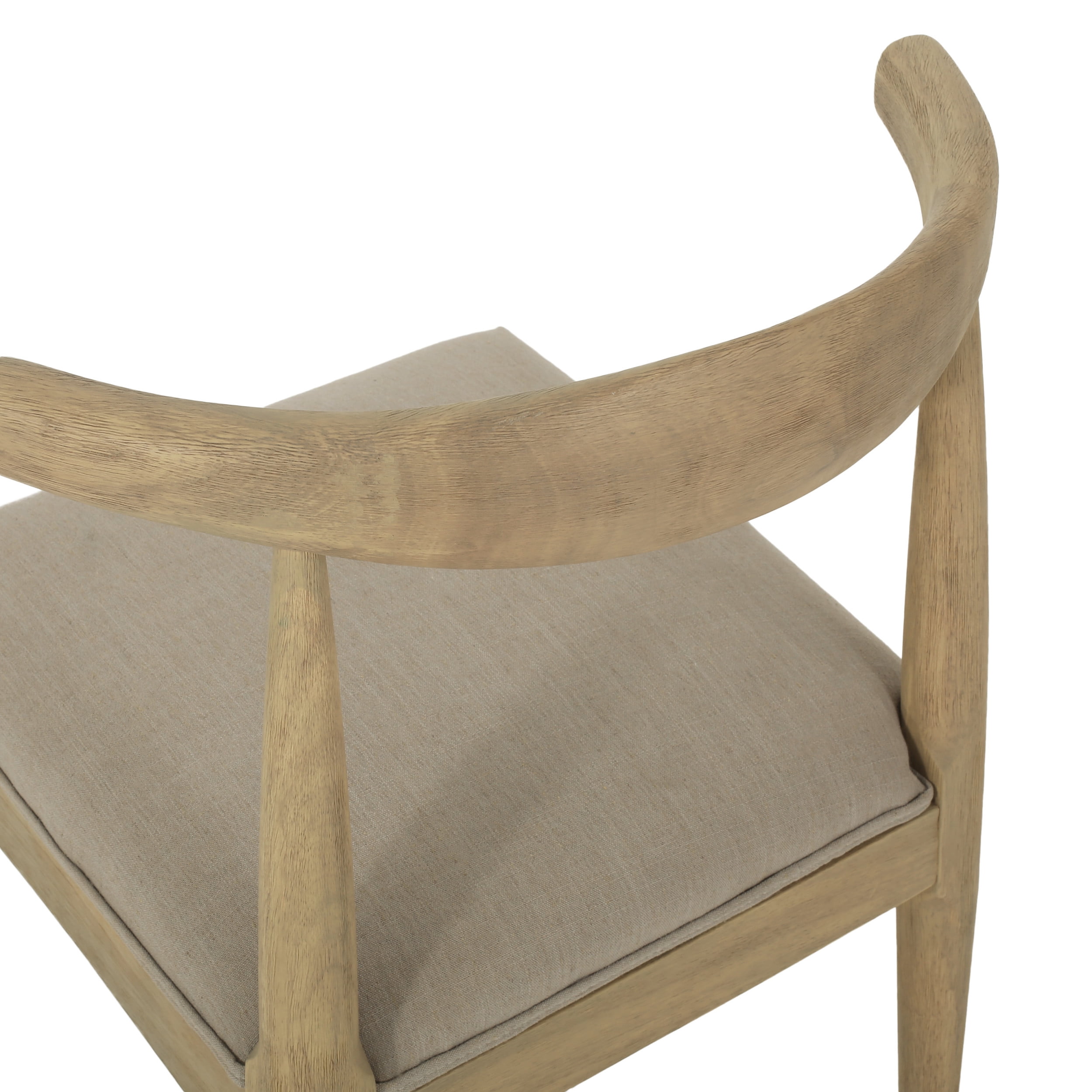 Noble House Cotterell Fabric and Wood Dining Chairs, Set of 2, Pebble Linen and Light Ash