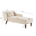 thumbnail image 4 of Aukfa 58" Velvet Chaise Lounge Indoor Upholstered Sofa w/ Pillow for Living Room Bedroom, Beige, 4 of 9