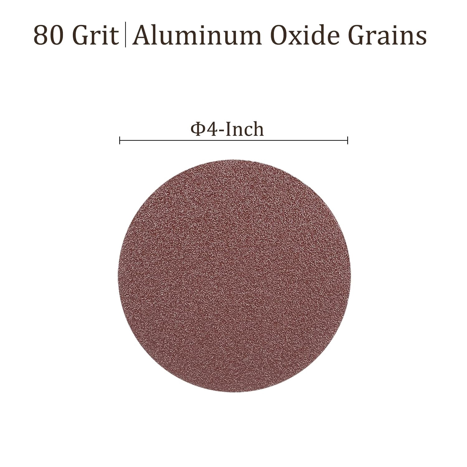 FRKSMD-50 Pcs Sanding Discs Hook and Loop Backing - [4 Inch x 80 Grits] Aluminum Oxide Sandpapers for Orbital Sander Round Sanding Papers