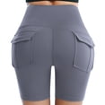 thumbnail image 4 of RYRJJ Womens Scrunch Workout Biker Shorts with Pockets Butt Lifting Stretchy Gym Running Yoga Booty High Waisted Shorts(Gray,S), 4 of 6